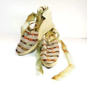 Ribbon lace up Espadrille sz 9½